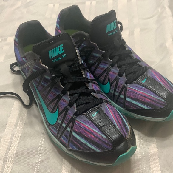 Nike Cross Country XC Distance Running Spikes. Woman’s 8.Purple green black pink - Picture 1 of 10